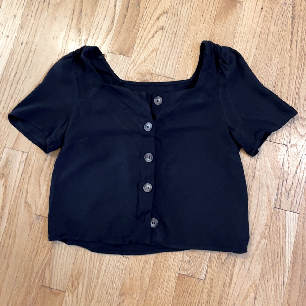 Cute black button up top